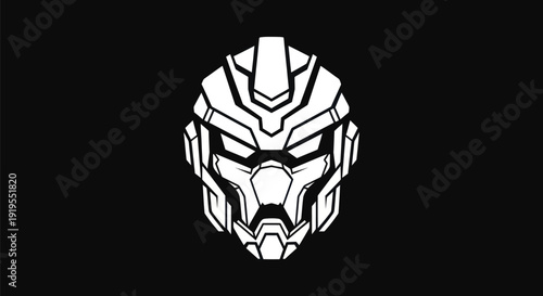 Robot face illustration on black background