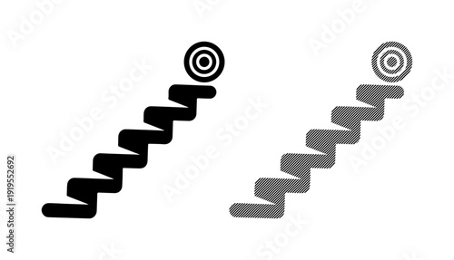 Steps leading to a target, representing achievement and goals.