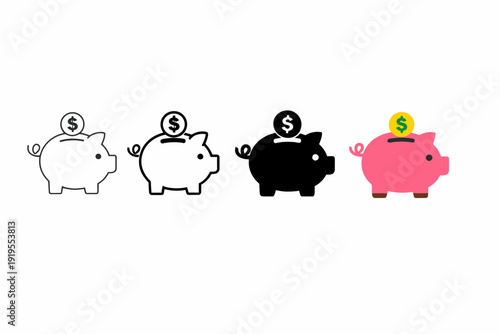 Colorful evolution of piggy banks: savings and financial growth concept