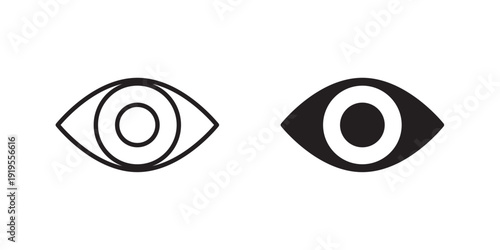 Eye Vision Icon. Ideal for UI/UX projects, healthcare apps, vision-related services, monitoring systems, and digital interfaces. Vector illustration with stroke and fill on a white background.
