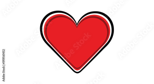 A red heart symbol with a black and white outline on a plain white background.