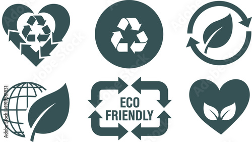Earth day eco friendly symbols and icons for sustainability