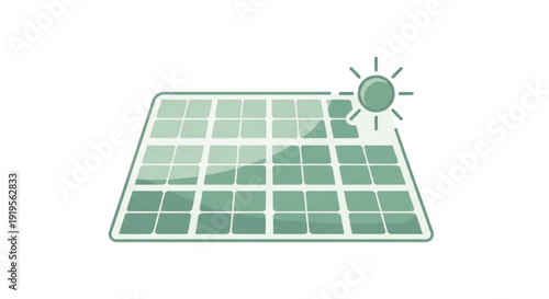 Solar Panel Illustration with Sun Symbol.