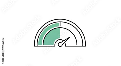 Speedometer Gauge Showing Moderate Speed Level.