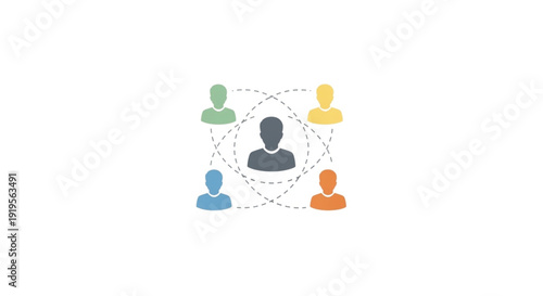 Leader surrounded by team members icons.