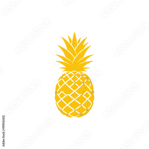 Bright yellow pineapple illustration on white background.