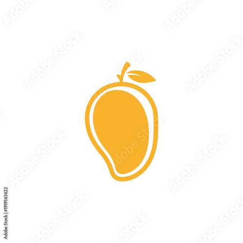 Simple orange mango fruit icon on white background.
