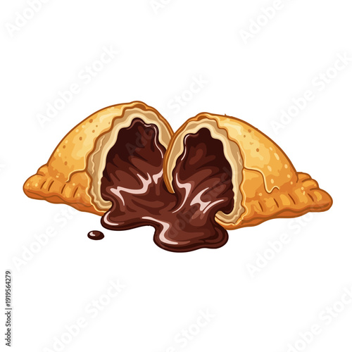 Chocolate Samosa with Dip – Sweet Indian Fusion Flat Vector