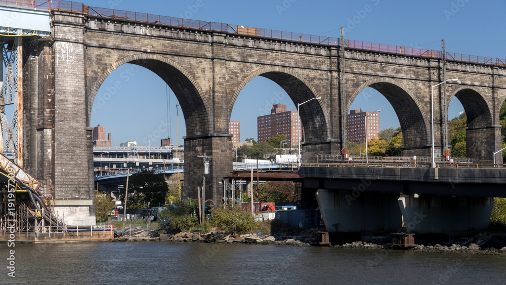 Fototapeta premium Panoramic River Bridge View