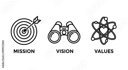 Mission vision values symbols concept