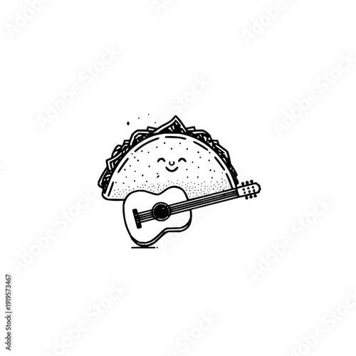 Smiling Taco Playing Guitar