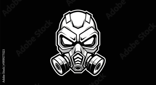 Gas mask illustration on black background