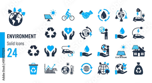 Collection of Environment Icons Representing Conservation and Sustainability Efforts Worldwide in Various Formats