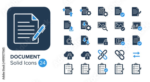 Collection of document icons in various styles and formats displayed together in a grid layout for editing purposes