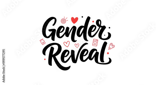 Gender reveal announcement decorative graphic
