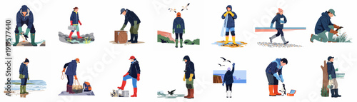 Coastal environmental workers: studying, rescuing, and protecting marine wildlife and habitats.