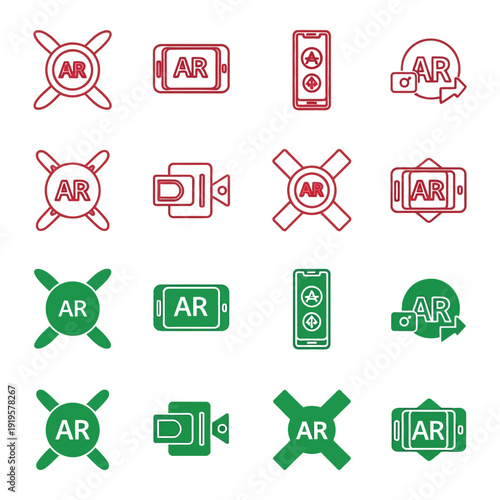 Green and red augmented reality symbols