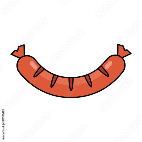 A cartoon depiction of a sliced hotdog with a playful, smiling face