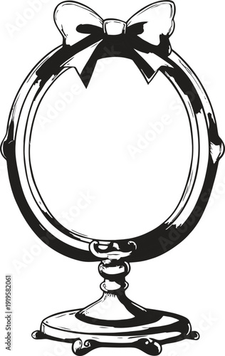 Pink vanity mirror with bow decoration