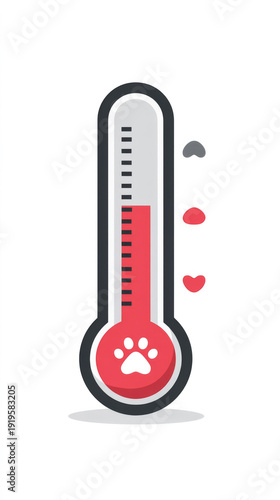 Pet donation thermometer with paw print and heart indicators