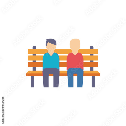 Park Bench with Two People Connection Icon