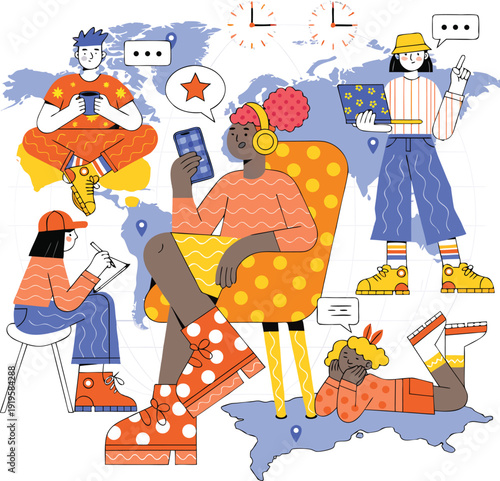 Global Digital Nomad Team and Remote Work Lifestyle