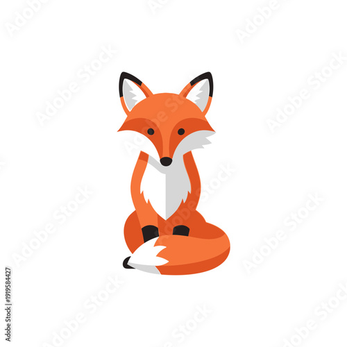 Stylized Fox Sitting Symbol of Cleverness and Charm