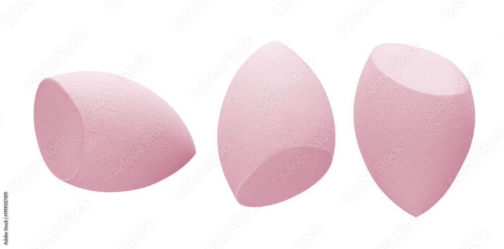 Fototapeta premium Set of Pink Makeup Sponges Isolated on White Background