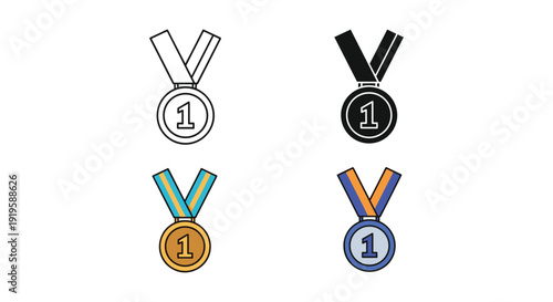 Four distinct medals representing different achievements and accomplishments