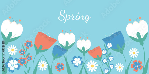Spring holiday background. Spring greeting card template. Vector.