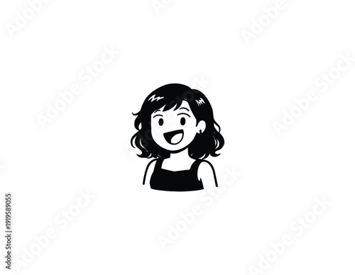 Isolated vector sketch illustration of a female avatar, black and white