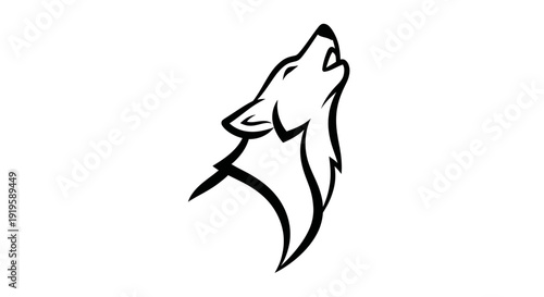 Silhouette of a howling wolf isolated