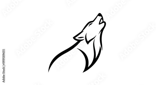 Silhouette wolf howling isolated design