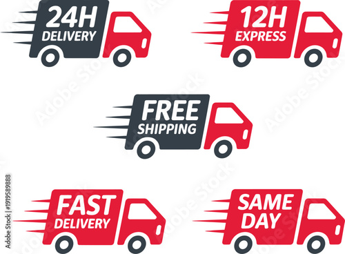Express Logistics and Fast Delivery Truck Service Icon Collection with High Commercial Potential for E-commerce Shipping and Transportation Branding