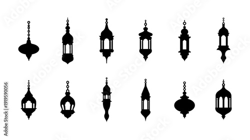 Collection of Islamic lantern silhouettes for Ramadan and Eid celebrations