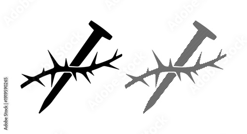 Symbolic representation of suffering and sacrifice with a crown of thorns and a nail