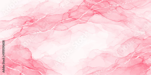 Soft rose and pink watercolor paint textures blend on a crumpled paper background creating an abstract grunge pattern with light artistic copy space