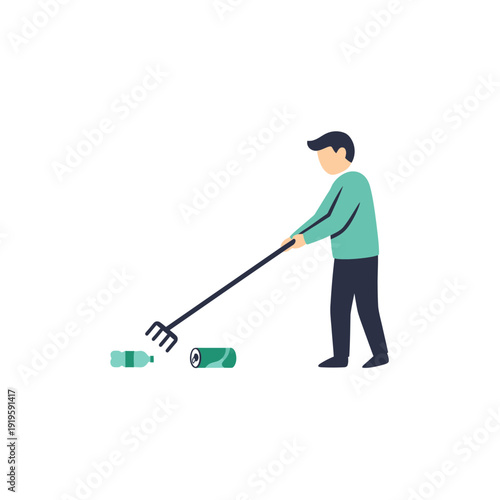 Person Picking Up Litter for Recycling Icon