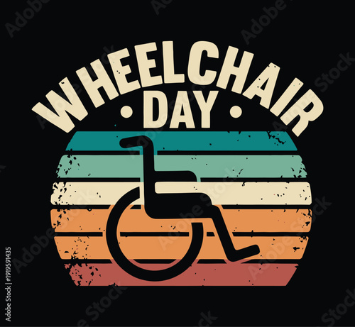 Wheelchair Day Retro Sunset Graphic Design