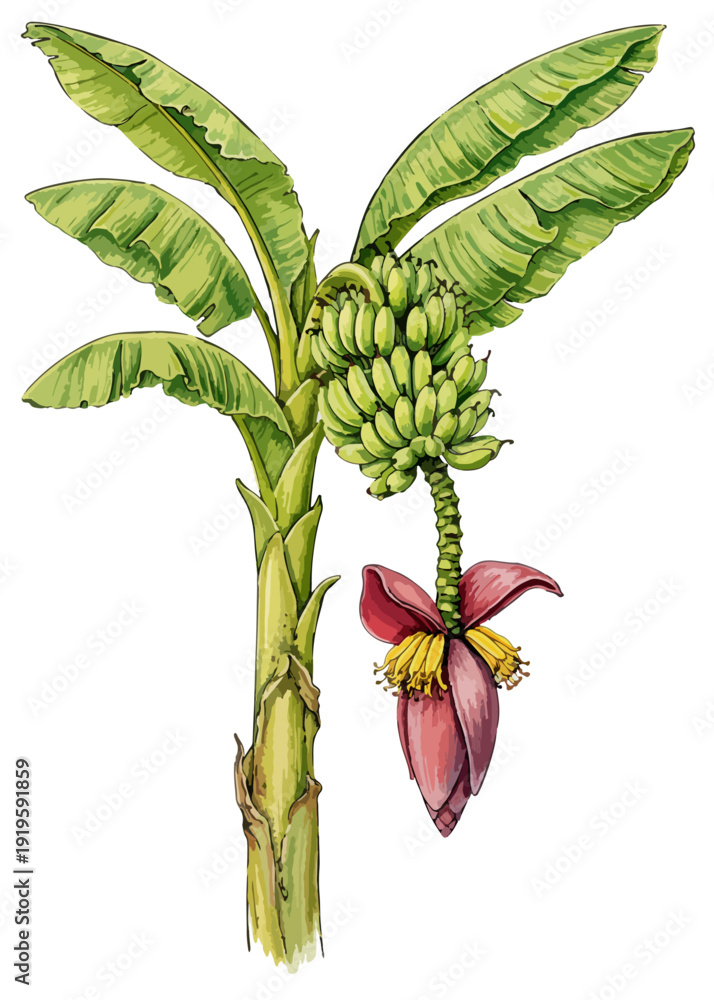 Ταπετσαρία Musa acuminata illustration art