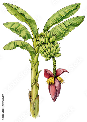 Musa acuminata illustration art