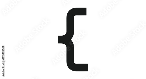 Curly braces symbol representing code block or json structure in minimalist design