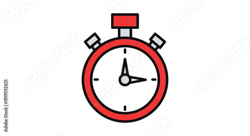 Classic red stopwatch with hands indicating elapsed time