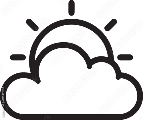 Weather icons set isolated on a white background. Clouds logo and sign collection. Black, blue and yellow colors. Simple modern design.