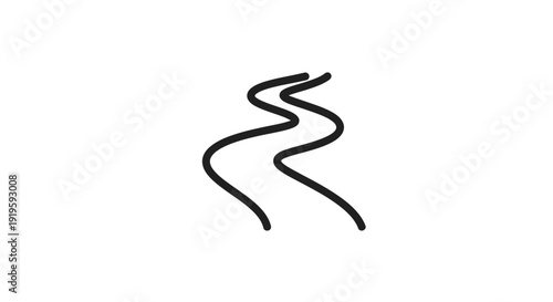Simple Winding Road Icon on White Background