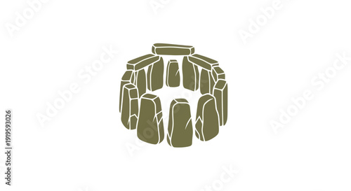 Stonehenge monument icon, ancient stone circle illustration, prehistoric landmark graphic
