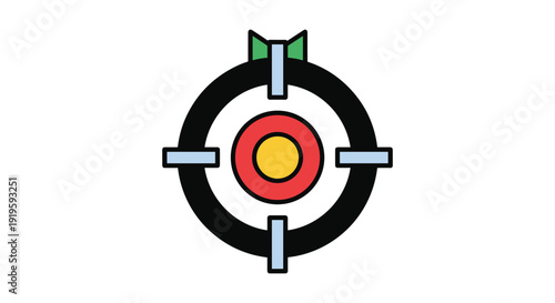 Archery target with a bullseye and crosshair sight for precision shooting practice