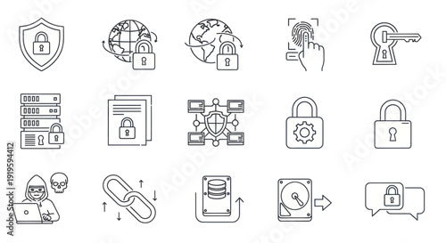 Cyber Security Icons: Protection, Data, Network, Access, Privacy Icons