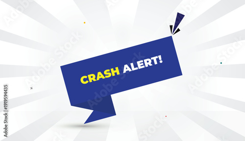 Crash Alert editable EPS format web banner vector art illustration template design blue shapes yellow bold font white gray gradient abstract sun shine business background 4K high quality
