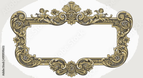 Vintage ornate decorative frame with intricate floral and scrollwork design.